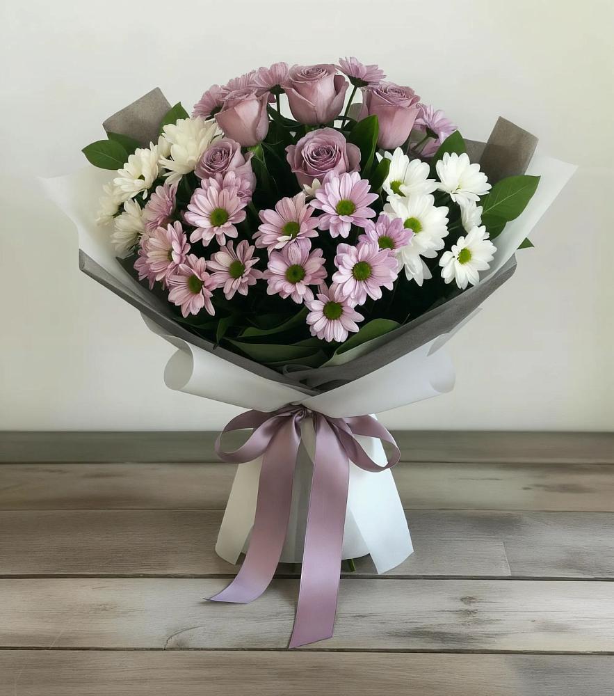 Букет цветов из: Хризантемы и Розы в Тутаеве