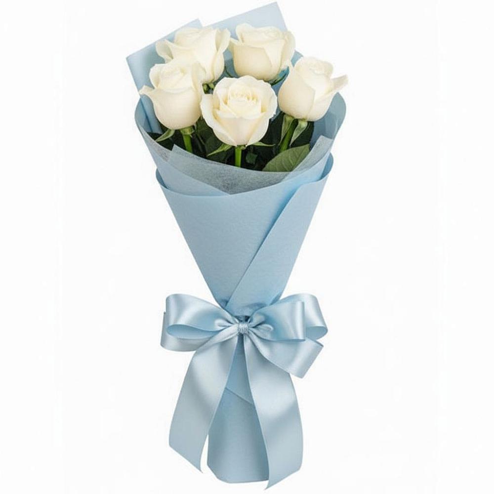 Букет 5 Белых роз Проуд в Тутаеве