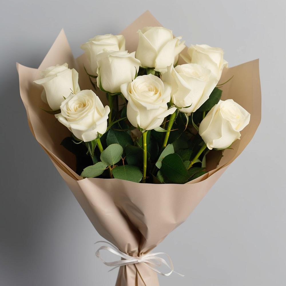 Букет 9 Белых роз Эдлесс Лав в Тутаеве
