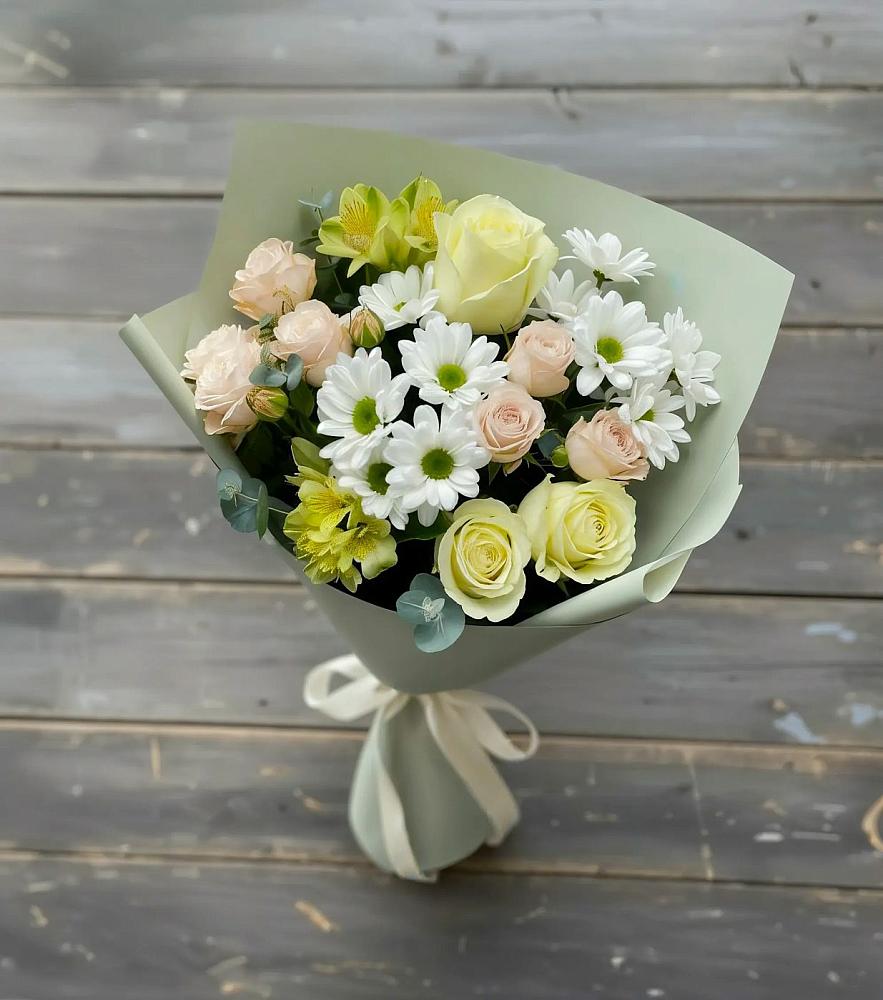 Букет цветов из: Альстромерии, Розы и Хризантемы в Тутаеве