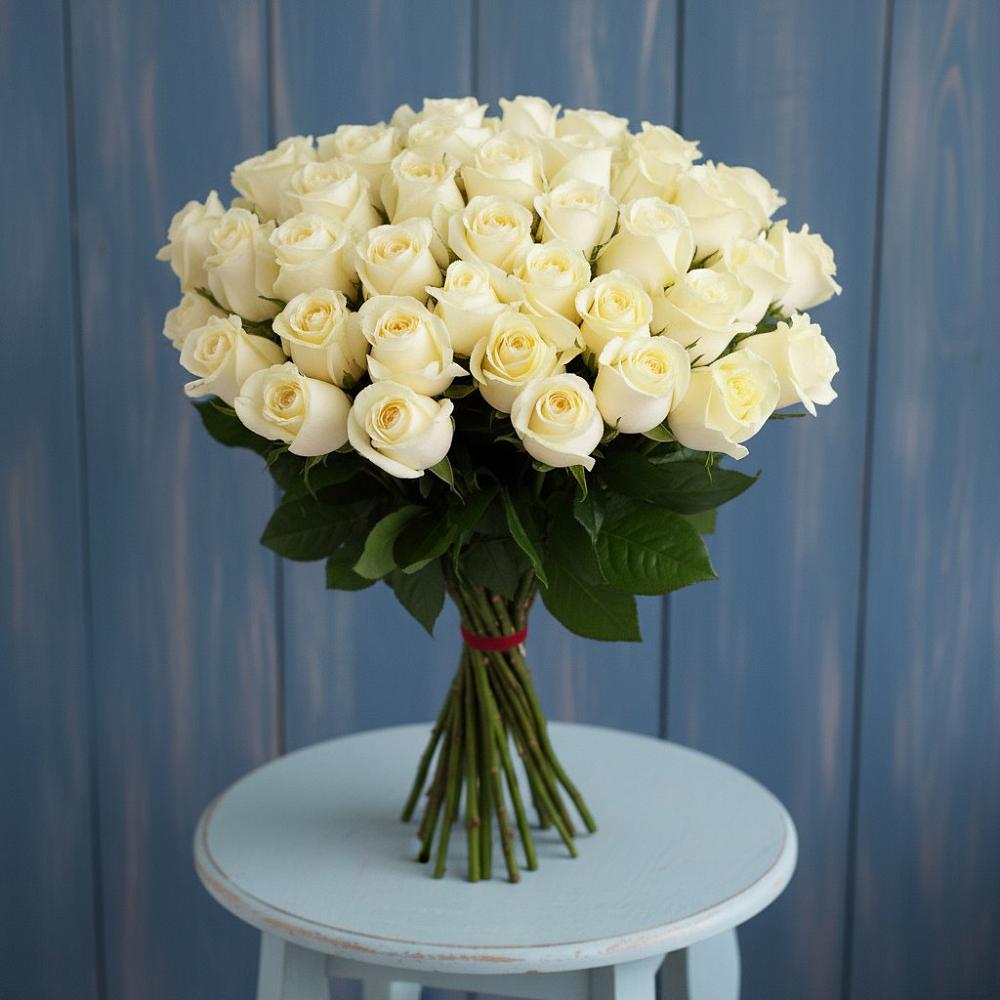 Букет 51 Белая роза Эдлесс Лав в Тутаеве