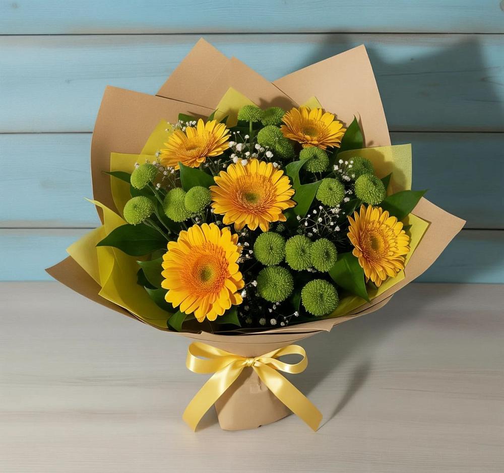 Букет цветов из: Герберы и Хризантемы в Тутаеве