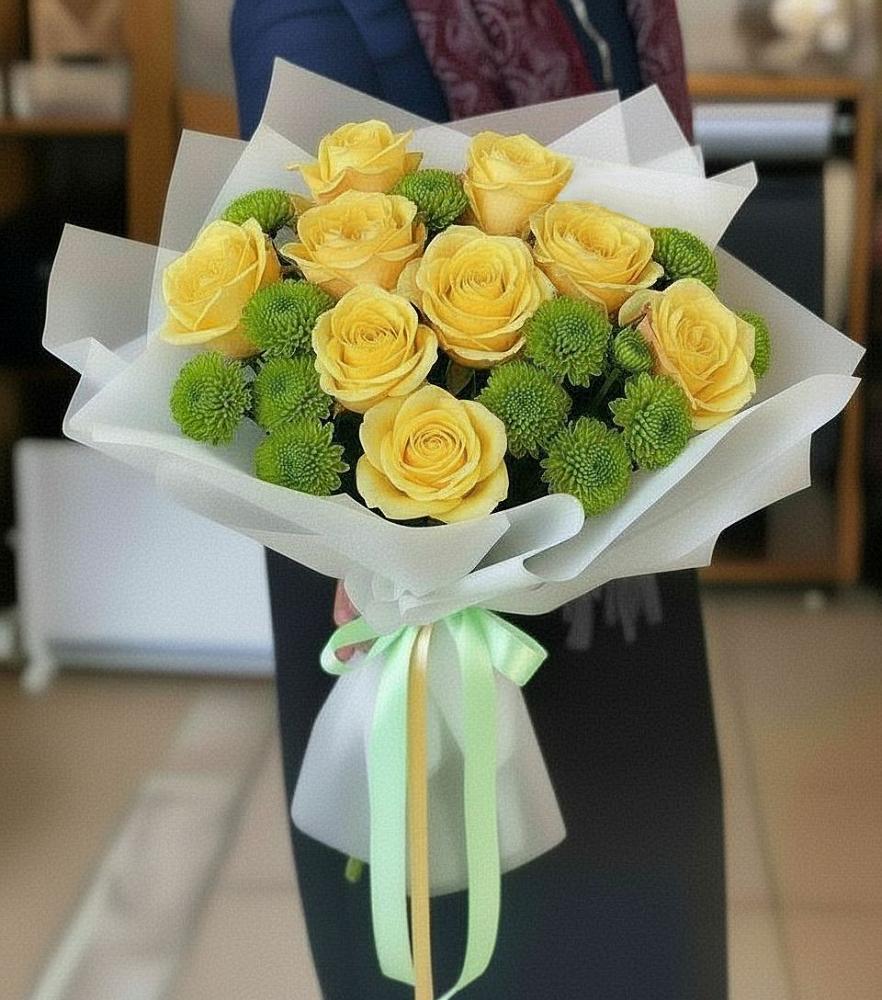 Букет цветов из: Хризантемы и Розы в Тутаеве