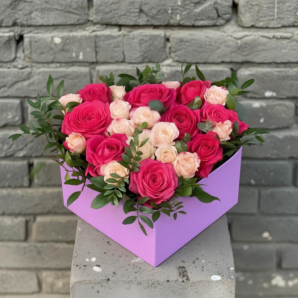 Цветочная композиция из Розы в коробке в Тутаеве