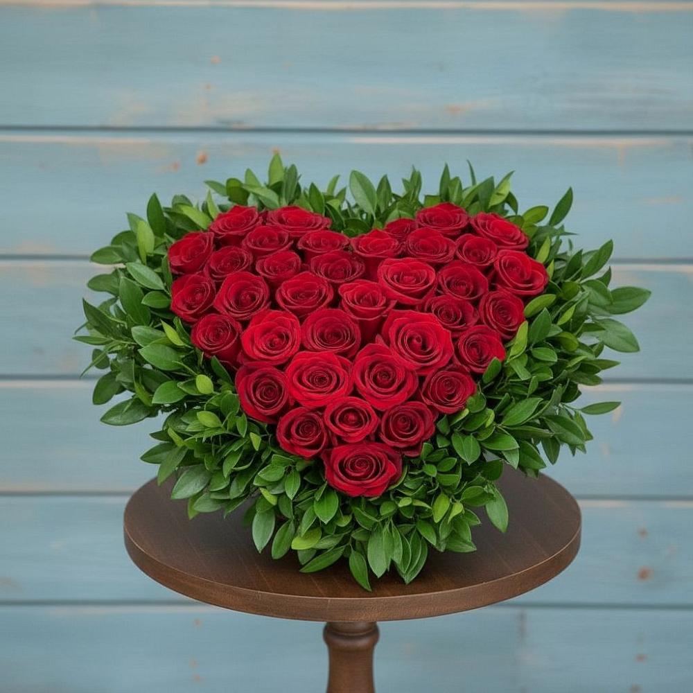 Цветочная композиция из Розы в виде сердца в Тутаеве