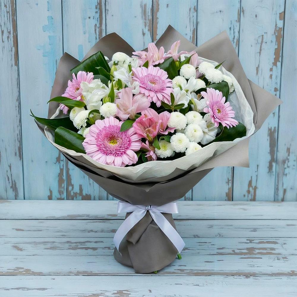 Букет цветов из: Герберы, Альстромерии и Хризантемы в Тутаеве