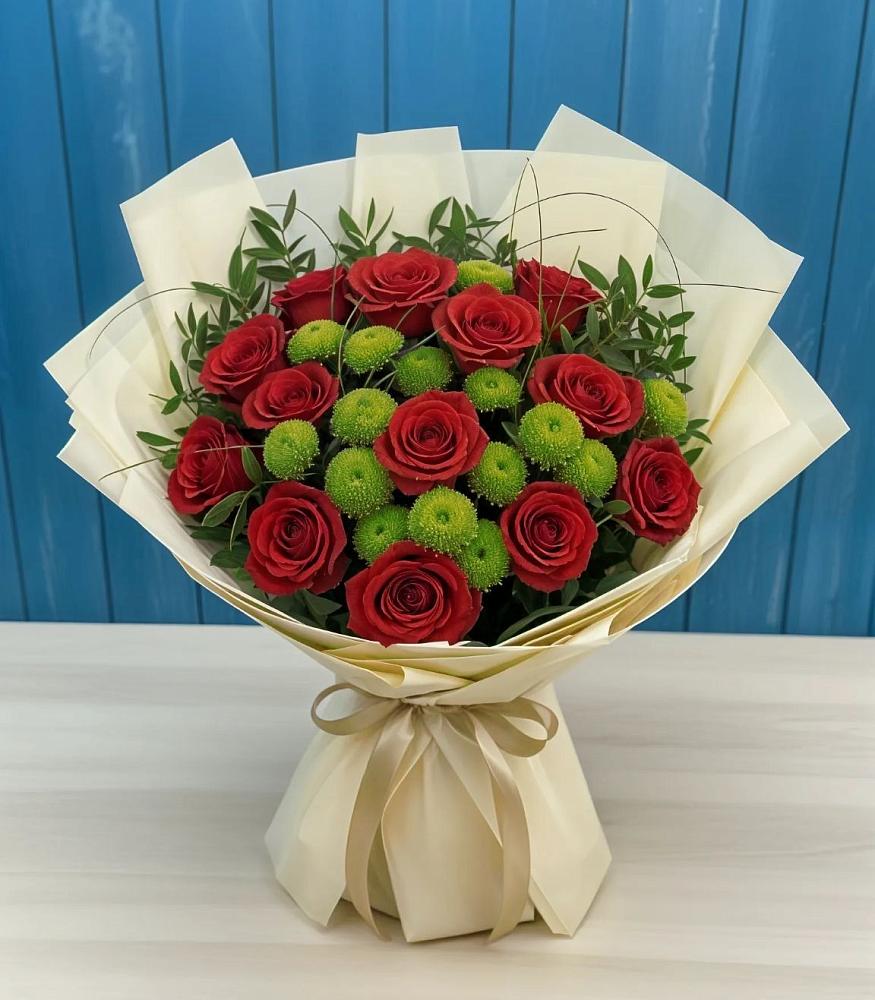 Букет цветов из: Розы и Хризантемы в Тутаеве