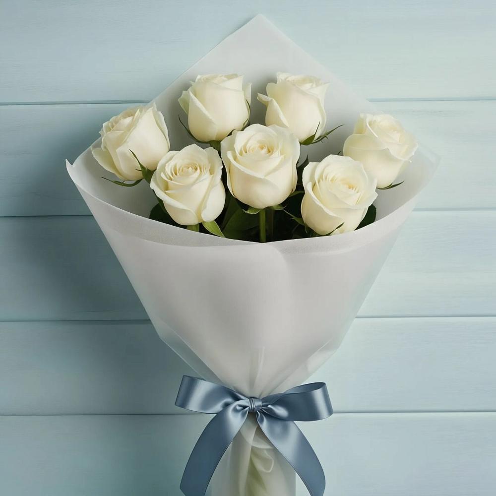 Букет 7 Белых роз Эдлесс Лав в Тутаеве